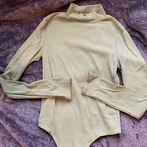 Charlotte Russe Olive Green Long Sleeve Bodysuit